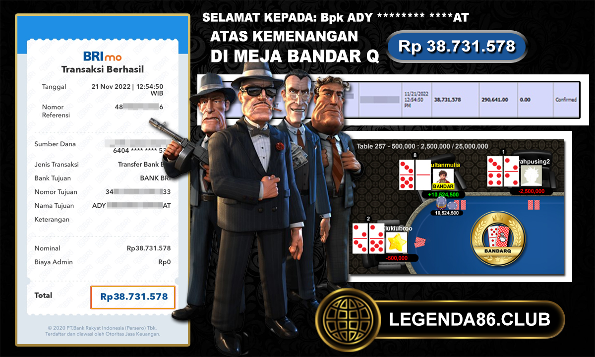 21 November MEJA BANDARQ MENANG Rp 38.731.578,00