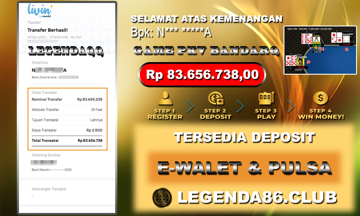 MaxWin Akhir Tahun di BandarQ bersama LegendaQQ Rp. 83.656.738